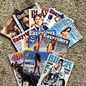 Lot of 11 Vintage 1990s Biker Magazines – Easyriders, In the Wind, Texas Iron +
